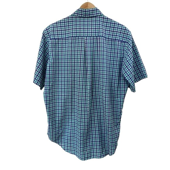 Men’s L.L. Bean Green, Purple, White Check Short-Sleeve Shirt, L - Picture 4 of 5